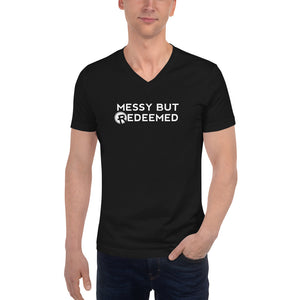 T- Shirt- Messy But Redeemed-Unisex V-Neck T-Shirt