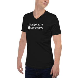 T- Shirt- Messy But Redeemed-Unisex V-Neck T-Shirt